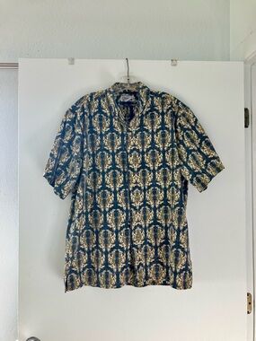 reyn spooner Navy & Cream Vintage-Inspired Button-Down Aloha Shirt